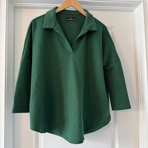Pomander Place Tuckernuck Jaguar Green Easy Polo Swing Sweatshirt XS/S